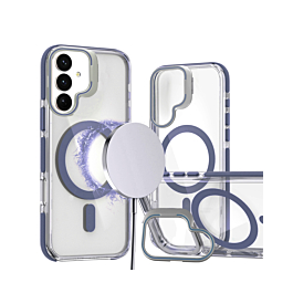 Thin Magnetic Clear Case with Camera Stand Kickstand - BLUE for Galaxy S26 Plus (Only Ground Shipping)
