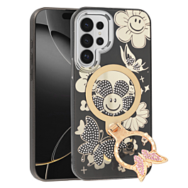 Luxury Diamond Shiny Cases with Butterfly Ring Design - BLACK for Galaxy S26 Ultra (Only Ground Shipping)