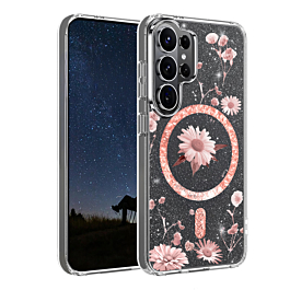 Galaxy S26 Ultra Floral Magnetic Case - LIGHT PINK (Only Ground Shipping)