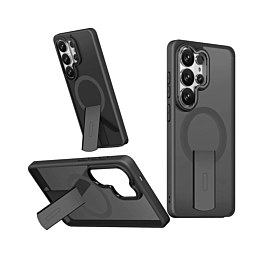 Slim Translucent  Wireless Charging Case with Folding Stand -BLACK  for Galaxy S26 Ultra (Only Ground Shipping)