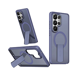 Slim Translucent  Wireless Charging Case with Folding Stand -BLUE  for Galaxy S26 Ultra (Only Ground Shipping)