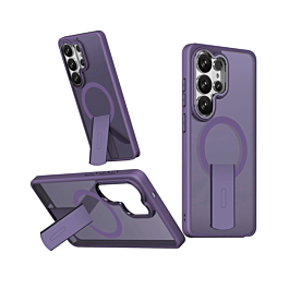 Slim Translucent  Wireless Charging Case with Folding Stand -PURPLE  for Galaxy S26 Ultra (Only Ground Shipping)