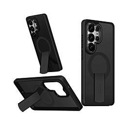 Slim Translucent  Wireless Charging Case with Folding Stand - SMOKE BLACK  for Galaxy S26 Ultra (Only Ground Shipping)