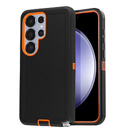 Heavy Duty Case for Galaxy S26 Ultra BLACK & ORANGE  (Only Ground Shipping)