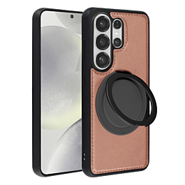 Slim Leather Case with Wireless Charging Kickstand - PINK for Galaxy S26 Ultra (Only Ground Shipping)
