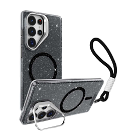 Glitter MagSafe Phone Case with Wrist Strap - BLACK for Galaxy S26 Ultra (Only Ground Shipping)
