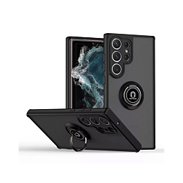 Hard PC Rear Colorful Border Case with Ring Holder - BLACK for Galaxy S26 Ultra  (Only Ground Shipping)
