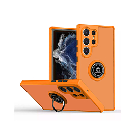 Hard PC Rear Colorful Border Case with Ring Holder - ORANGE for Galaxy S26 Ultra (Only Ground Shipping)