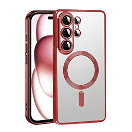 Galaxy S26 Ultra Shiny Wireless Charging Clear Case - RED  (Only Ground Shipping)