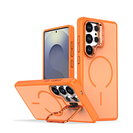 Shockproof  TPU Wireless Charging Case with Camera Stand Camera Stand -ORANGE for Galaxy S26 Ultra (Only Ground Shipping)