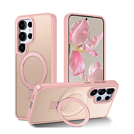 Galaxy S26 Ultra Carbon Wireless Charging Case with Ring Stand - PINK (Only Ground Shipping)