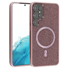 Wireless Charging Bling Diamond Crystal Case - ROSE GOLD for Galaxy S26 Ultra (Only Ground Shipping)