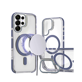 Thin Magnetic Clear Case with Camera Stand Kickstand -BLUE  for Galaxy S26 Ultra (Only Ground Shipping)