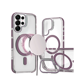 Thin Magnetic Clear Case with Camera Stand Kickstand - PURPLE  for Galaxy S26 Ultra (Only Ground Shipping)