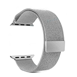iWatch (42/44/45/49mm) Milanese Stainless Steel Band - SILVER (Only Ground Shipping)
