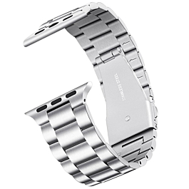 iWatch (42/44/45/49mm) Butterfly Buckle Stainless Steel Wrist Band - SILVER (Only Ground Shipping)
