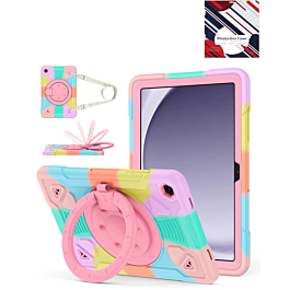 Shockproof Heavy Duty Stand Case with Pen Slot - COLORFULL & PINK for Galaxy Tab A9 Plus 2023 (11") (X210, X216, X218) (Only Ground Shipping)