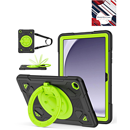 Shockproof Heavy Duty Stand Case with Pen Slot - BLACK & GREEN for Galaxy Tab A9 Plus 2023 (11") (X210, X216, X218) (Only Ground Shipping)