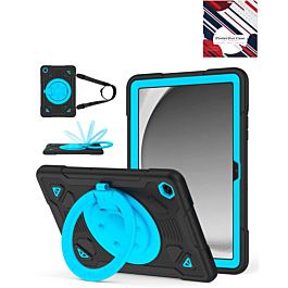 Shockproof Heavy Duty Stand Case with Pen Slot - BLACK & BLUE for Galaxy Tab A9 Plus 2023 (11") (X210, X216, X218) (Only Ground Shipping)