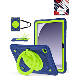 Shockproof Heavy Duty Stand Case with Pen Slot - NAVY BLUE & GREEN for Galaxy Tab A9 Plus 2023 (11") (X210, X216, X218) (Only Ground Shipping)