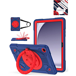 Shockproof Heavy Duty Stand Case with Pen Slot - NAVY BLUE & RED for Galaxy Tab A9 Plus 2023 (11") (X210, X216, X218) (Only Ground Shipping)