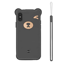 3D Cartoon Bear Soft Silicone Case - BLACK for iPhone 8P / 7P (Only Ground Shipping)