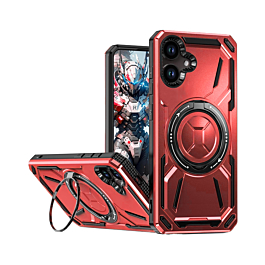 Full-Body Rugged Shockproof Case with Built-in Ring Holder - RED for Galaxy A06 (Only Ground Shipping)
