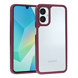Matte Color Bumper Clear Case - WINE for Galaxy A06 (Only Ground Shipping)
