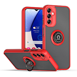 Galaxy A14 4G/5G Hard PC Rear / Soft TPU Colorful Border Case with I-ring Holder - RED (Only Ground Shipping)