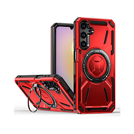 Full-Body Rugged Shockproof Case with Built-in Ring Holder - RED for Galaxy A15 (Only Ground Shipping)
