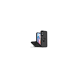 Hard PC Rear / Soft TPU Colorful Border Case with I-ring Holder - BLACK for Galaxy A26 (Only Ground Shipping)