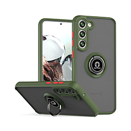 Galaxy A54 5G Hard PC Rear / Soft TPU Colorful Border Case with I-ring Holder - GREEN (Only Ground Shipping)