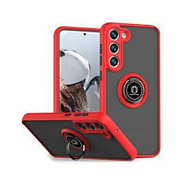 Galaxy A54 5G Hard PC Rear / Soft TPU Colorful Border Case with I-ring Holder - RED (Only Ground Shipping)