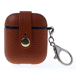 AirPods Pro Hard Leather Case with Metal Hook - BROWN (Only Ground Shipping)