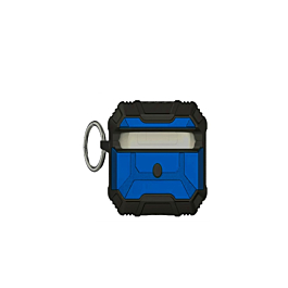AirPods 1/2 Hard Plastic Transparent Case with Keychain - BLUE (Only Ground Shipping)