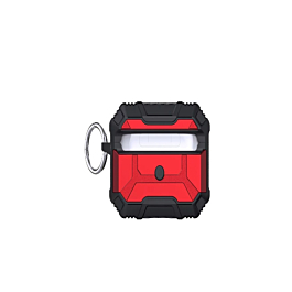 AirPods 1/2 Hard Plastic Transparent Case with Keychain - RED (Only Ground Shipping)