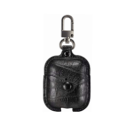 AirPods 1/2 Fashion Leather Case - PATTERNED BLACK (Only Ground Shipping)