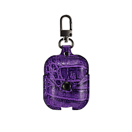 AirPods 1/2 Fashion Leather Case - PATTERNED PURPLE (Only Ground Shipping)