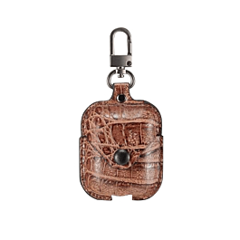 AirPods 1/2 Fashion Leather Case - PATTERNED BROWN (Only Ground Shipping)