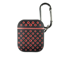 AirPods 1/2 Case with Anti - Lost Strap (BLACK / RED) (Only Ground Shipping)