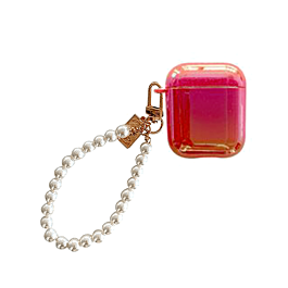 AirPods 1/2 Hard PC Case with Pearl Hand Strap - RED (Only Ground Shipping)