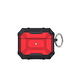 AirPods 3 Hard Plastic Transparent Case with Keychain - RED (Only Ground Shipping)