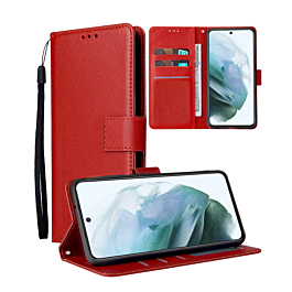 Galaxy S21 Ultra 5G Leather Wallet Case with Card Slot - RED (Only Ground Shipping)