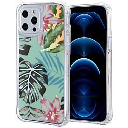 Flower Print Design Hard Clear Case - G98 for iPhone 12 Pro Max (Only Ground Shipping)