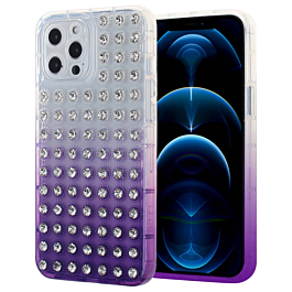 Thick TPU Case with Crystals - PURPLE for iPhone 12 Pro Max (Only Ground Shipping)