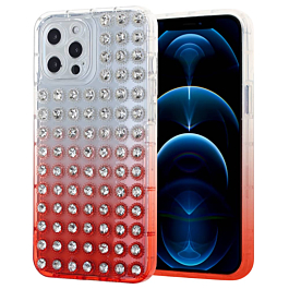 Thick TPU Case with Crystals - RED for iPhone 12 Pro Max (Only Ground Shipping)