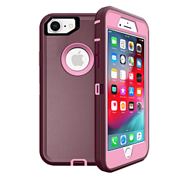 Heavy Duty Case for iPhone 7 / 8 (MAROON & PINK) (Only Ground Shipping)