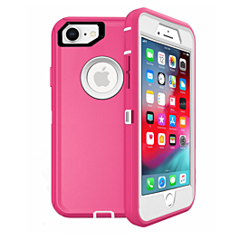 Heavy Duty Case for iPhone 7 / 8 (HOT PINK & WHITE) (Only Ground Shipping)
