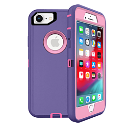 Heavy Duty Case for iPhone 7 / 8 (PURPLE & LIGHT PINK) (Only Ground Shipping)