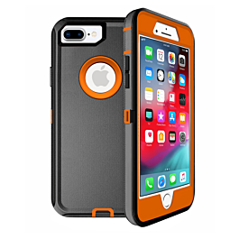 Heavy Duty Case for iPhone 8P / 7P (BLACK & ORANGE) (Only Ground Shipping)
